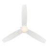 Wac Atlantis 3-Blade Pull Chain Flush Mount Ceiling Fan 52in Matte White with 3000K LED Light Kit F-073L